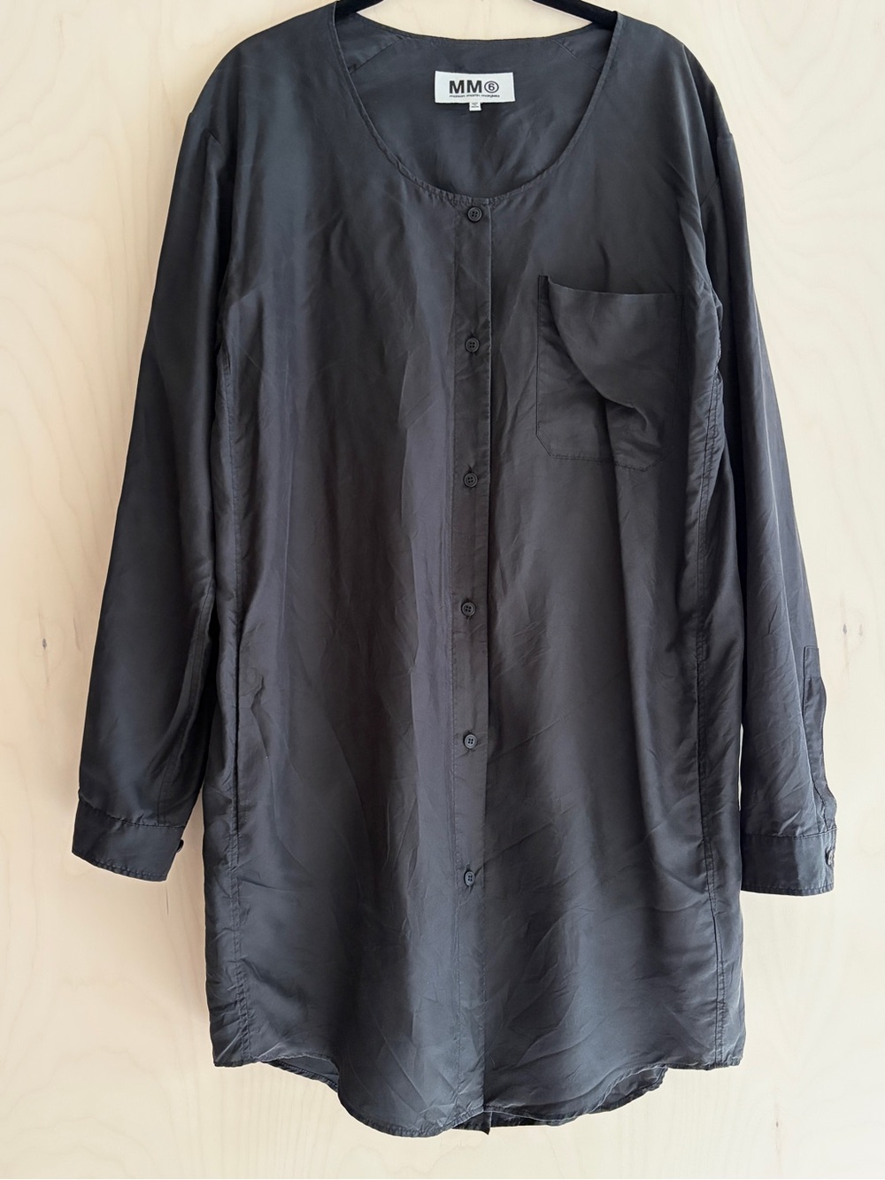 MM6 Maison Martin Margiela Black Longline Button Shirt